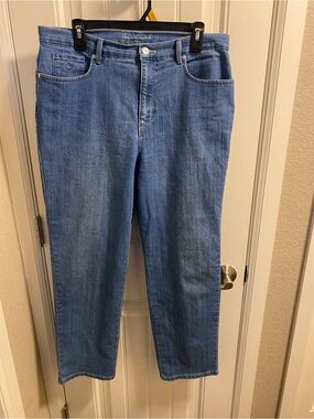 Gloria Vanderbilt 14 Jeans Bling Pocket Straight Leg Stretch Blue Denim